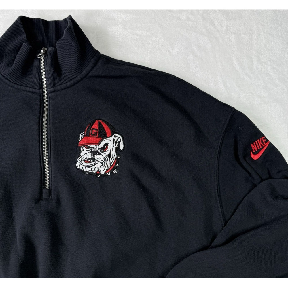 Georgia Bulldogs Nike Sweatshirt Pullover Womens XL Cropped 1/2 Zip Big‎ Logo